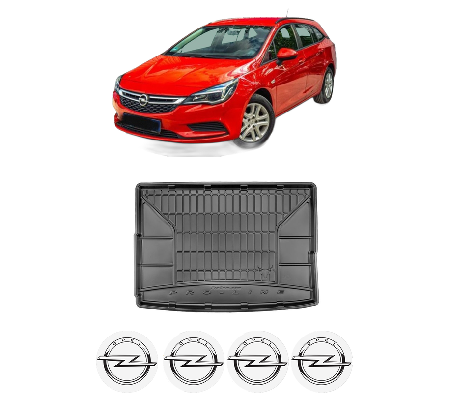 Tavita Portbagaj OPEL ASTRA K (B16) din 2015-2022, Protectie Portbagaj Auto, 4x Stickere auto cu OPEL