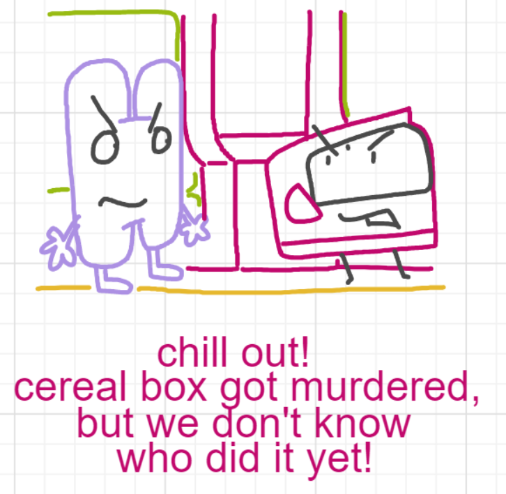 A panel from A Murder On The, episode six of the Board Boards object show by Furretwalk/WalkingFurret.