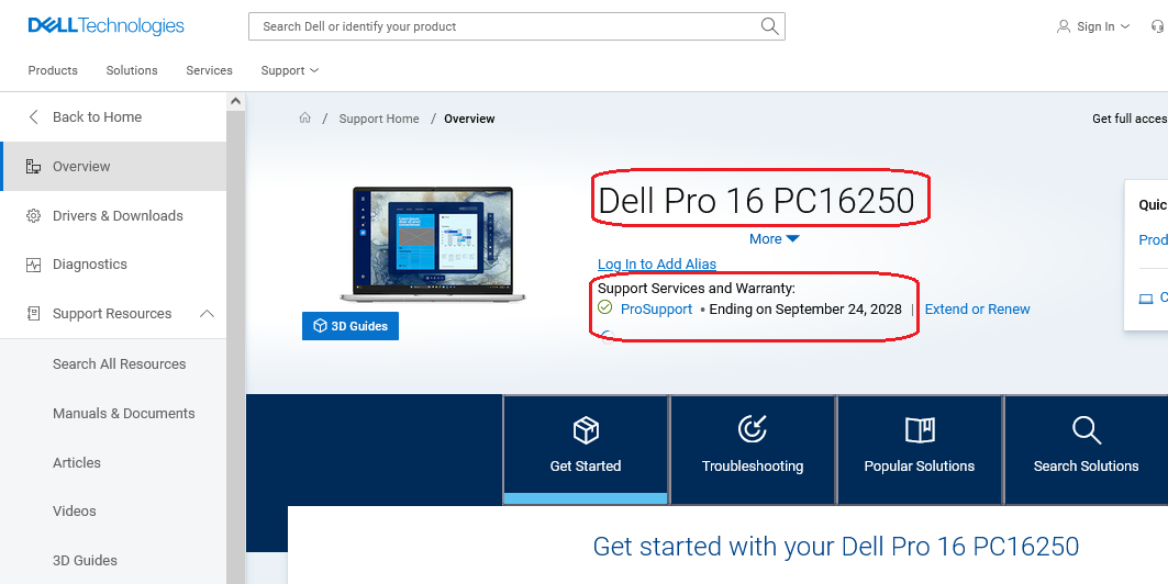 Screenshot 2025 12 11 at 11 53 48 Support for Dell Pro 16 PC16250 Overview Dell US