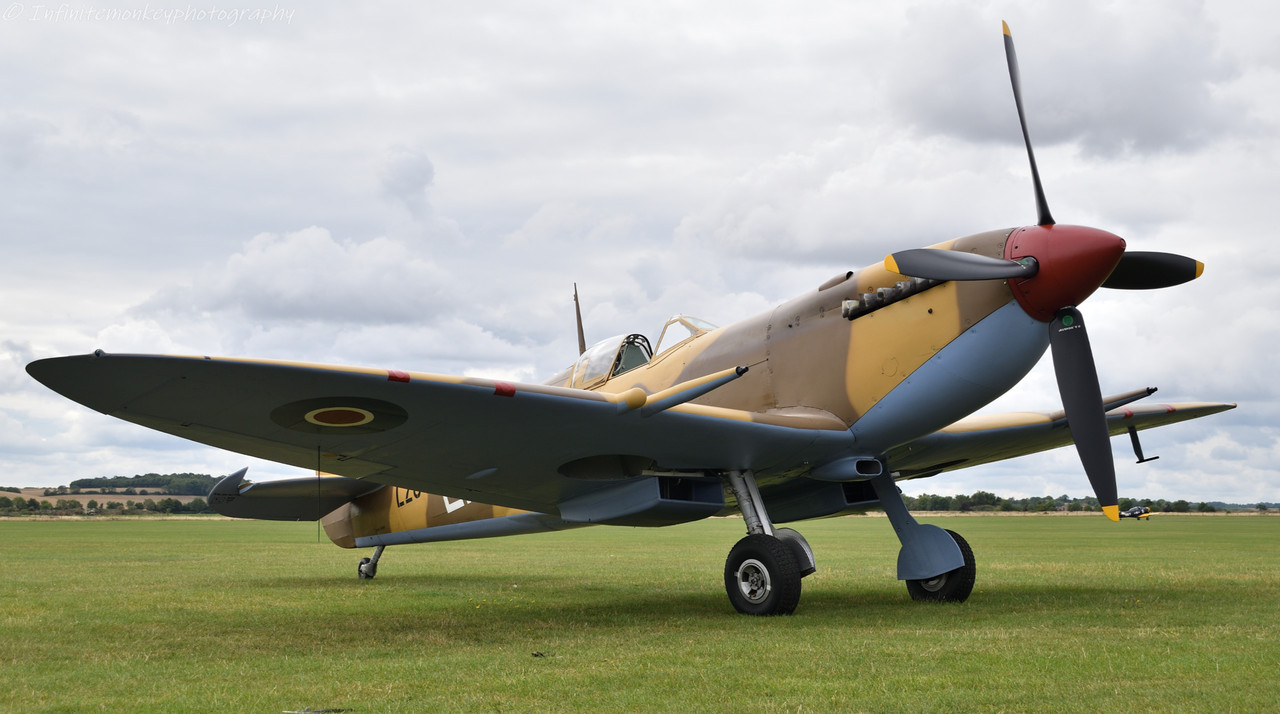 Spitfire LZ842 and Dakota ZA947 at Duxford yesterday