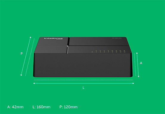 Design compacto do Switch Intelbras S1116F