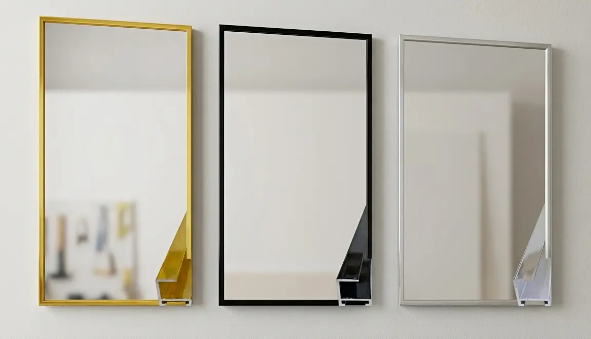 Espelho emoldurado com moldura de alumínio