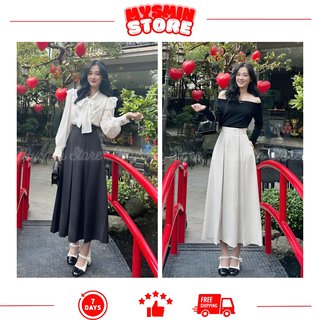 BH1175-Chân váy xếp ly công sở xòe thanh lịch, trẻ trung (CO TUI 2BEN) chất vải GOLD NHÂT CAO CẤP MS86