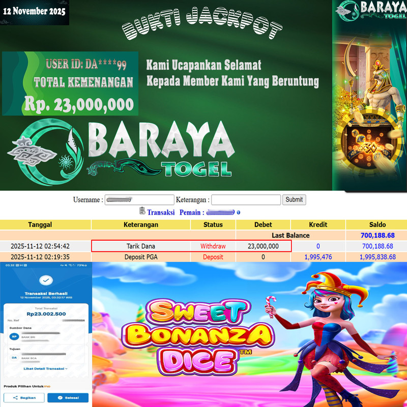 Rp. 23.000.000.- WD LUNAS DI BARAYATOGEL