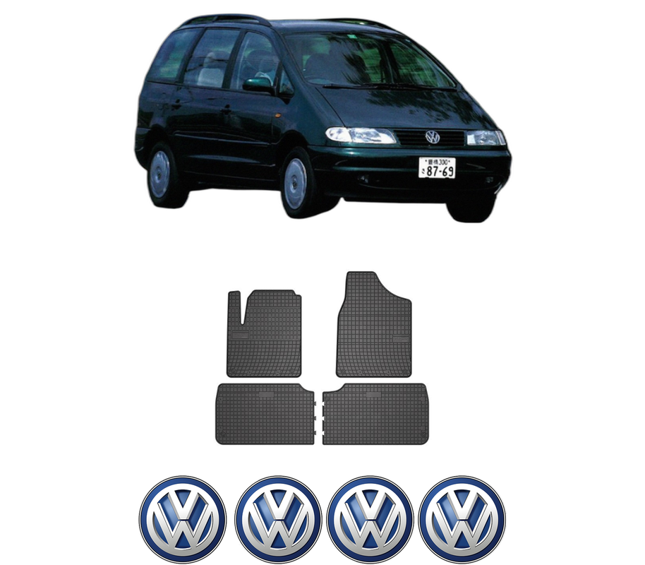 Set covorase presuri Volkswagen SHARAN VAN (7M_) din 1996-2010, auto, din cauciuc thermoplastic, 4 Stickere auto cu Volkswagen