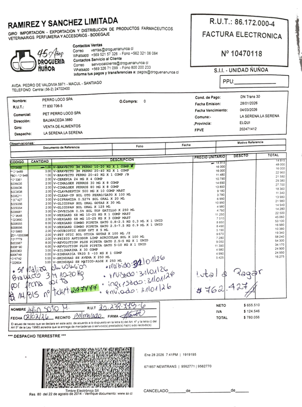 Droguería Ñuñoa Factura 10470118