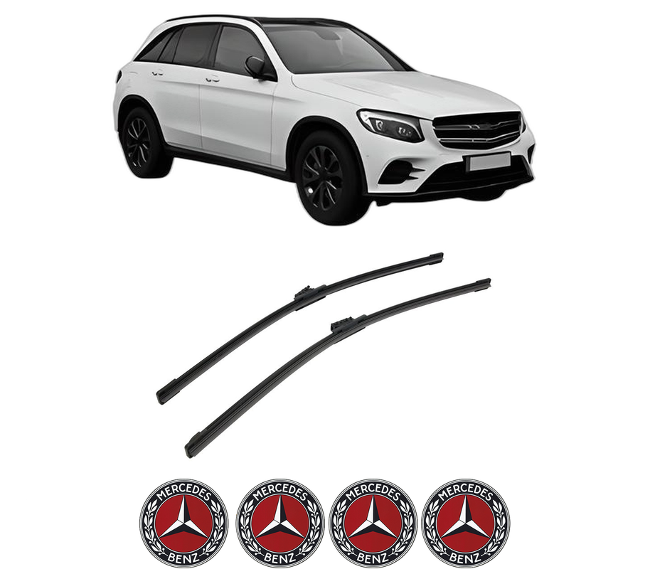 Set stergatoare auto MERCEDES-BENZ GLC (X253) din 2015-2022, pentru parbriz auto, 2 bucati, Bosch Aerotwin, din cauciuc siliconat rezistent, 4 Stickere Auto MERCEDES-BENZ