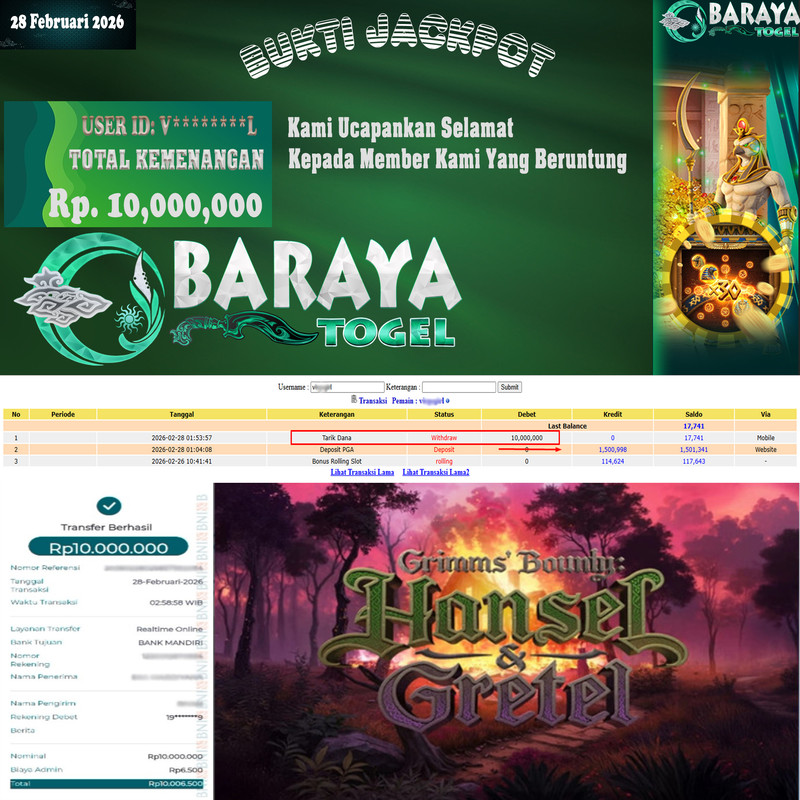 Rp. 10.000.000.- WD LUNAS DI BARAYATOGEL