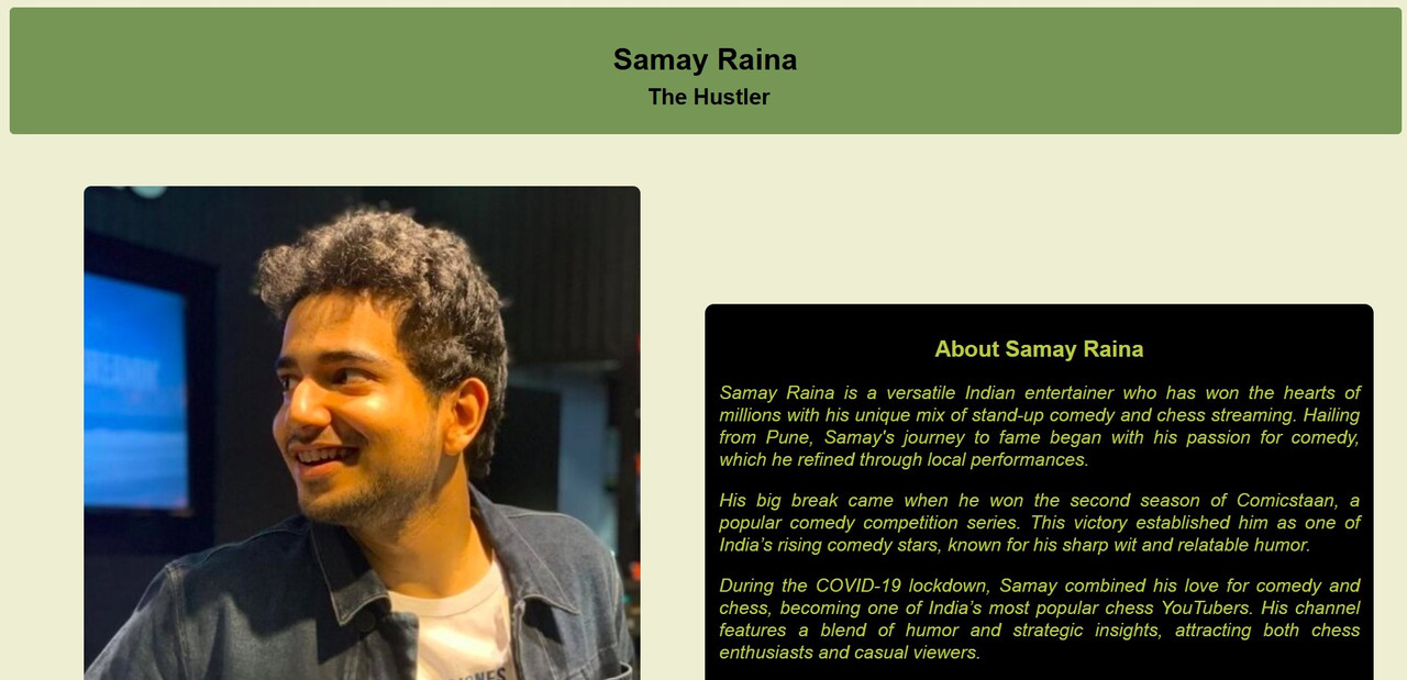 Samay Raina - Tributa Page