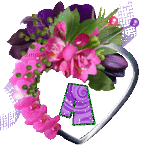 Corazón con Flores Violeta-Lila  A