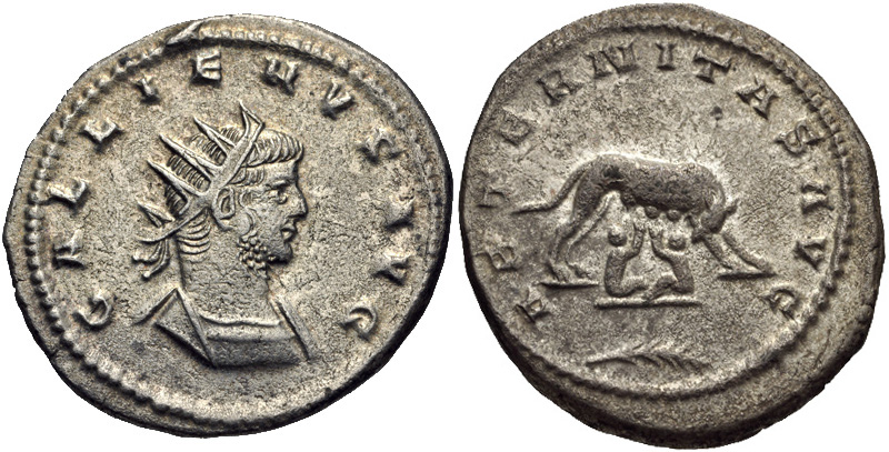 Antoniniano de Filipo I el Arabe, SAECVLARES AVGG. Loba capitolina. Roma 729372