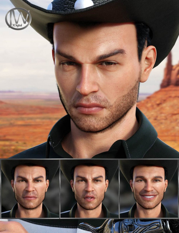 Cowboy Expressions for Genesis 8 Male and Holt 8 