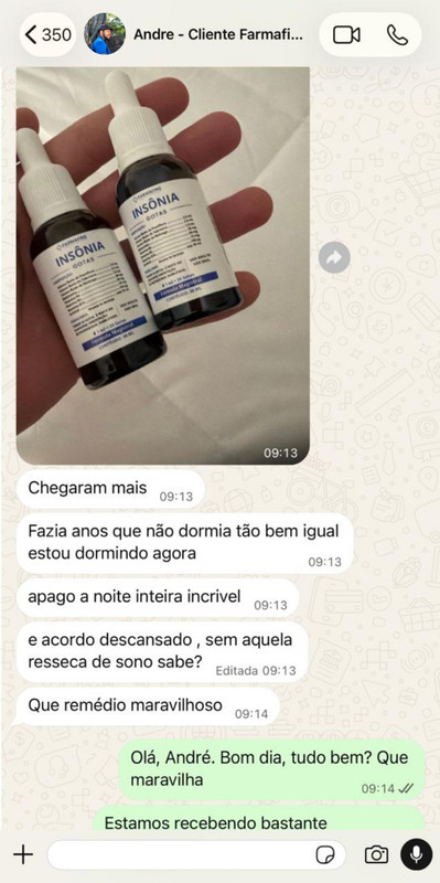 Print WhatsApp cliente Fórmula para Insônia