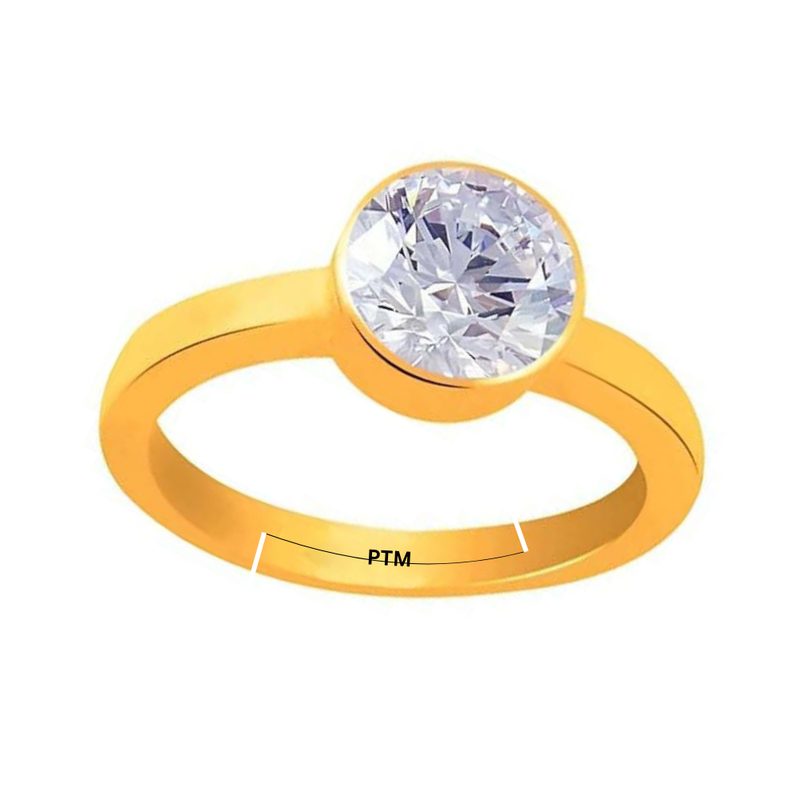 PTM American Diamon/Zircon 3.25 to 10.25 Ratti or 3.00 to 9.50 Carat Astrological Certified Gemstone Panchdhatu/5 Metals Gold Plated Adjustable Ring for Men Women