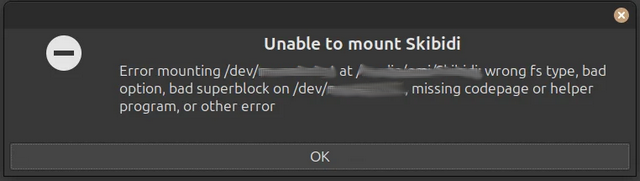 NTFS Mount Error in Mint 22