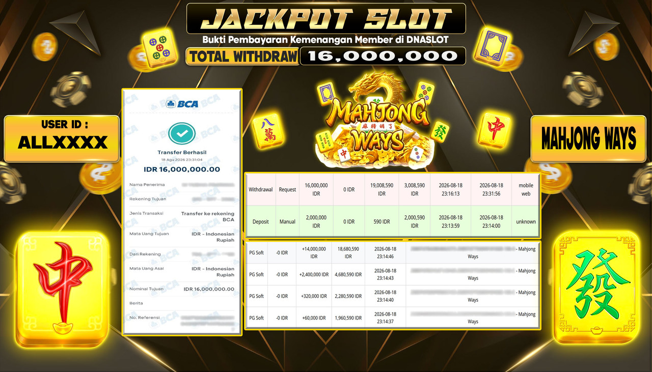 JACKPOT SLOT MAHJONG WAYS 1  18 AGUSTUS 2026