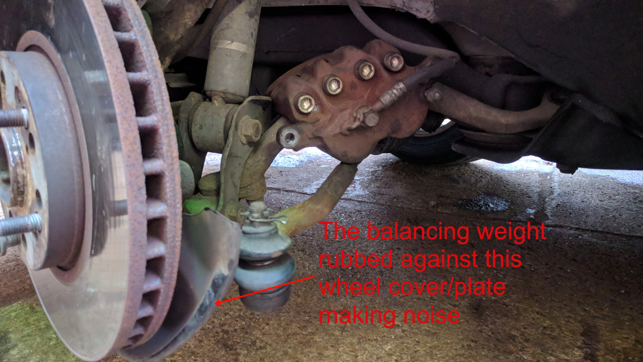 Wheel protective cover-plate rubbing against the weight