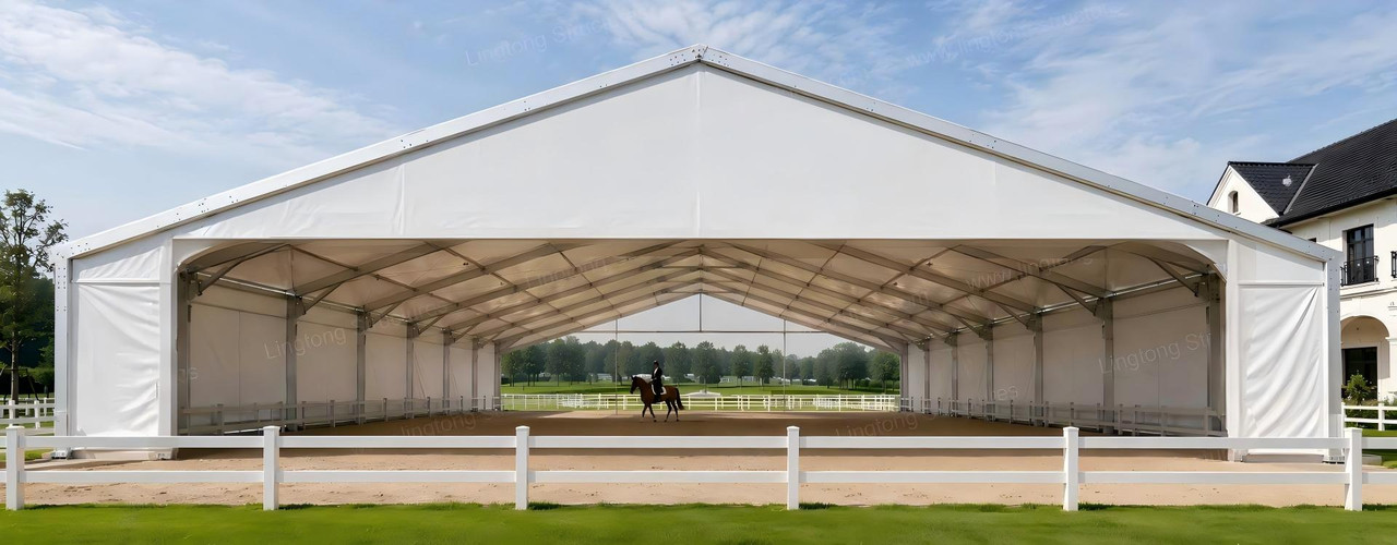 Modular Equestrian Hall Modular equestrian marquee with indoor riding arena and aluminum frame structure