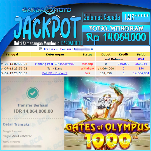 JACKPOT SLOT MAIN DI SLOT GATES OF OLYMPUS1000 WD Rp 14.064.000,- DIBAYAR LUNAS GARDATOTO MANTAP !