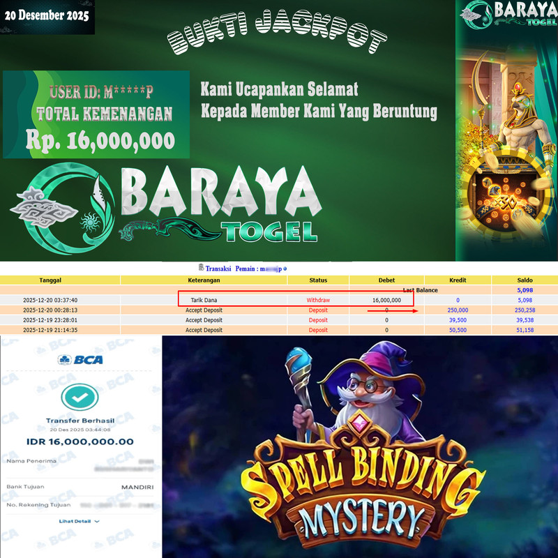 Rp. 16.000.000.- WD LUNAS DI BARAYATOGEL