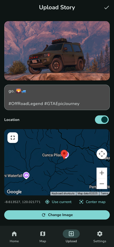 Upload Story Screen Filled (Dark)