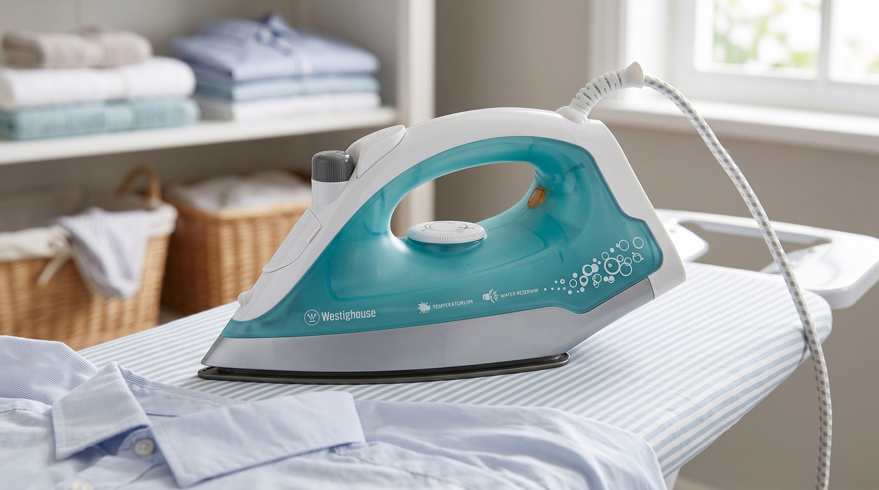 Plancha de vapor Westinghouse 1000W azul y blanca