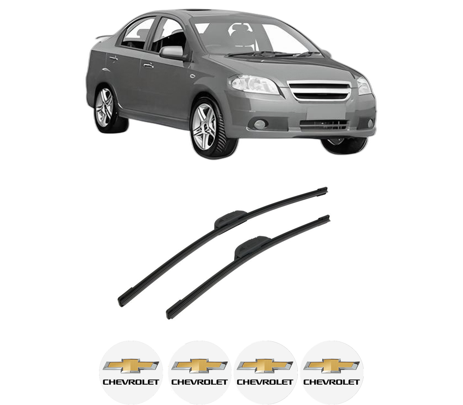 Set stergatoare auto CHEVROLET AVEO / KALOS Saloon (T250, T255) din 2005-2013, pentru parbriz auto, 2 bucati, Bosch Aerotwin Retrofit, din cauciuc siliconat rezistent, 4 Stickere Auto CHEVROLET
