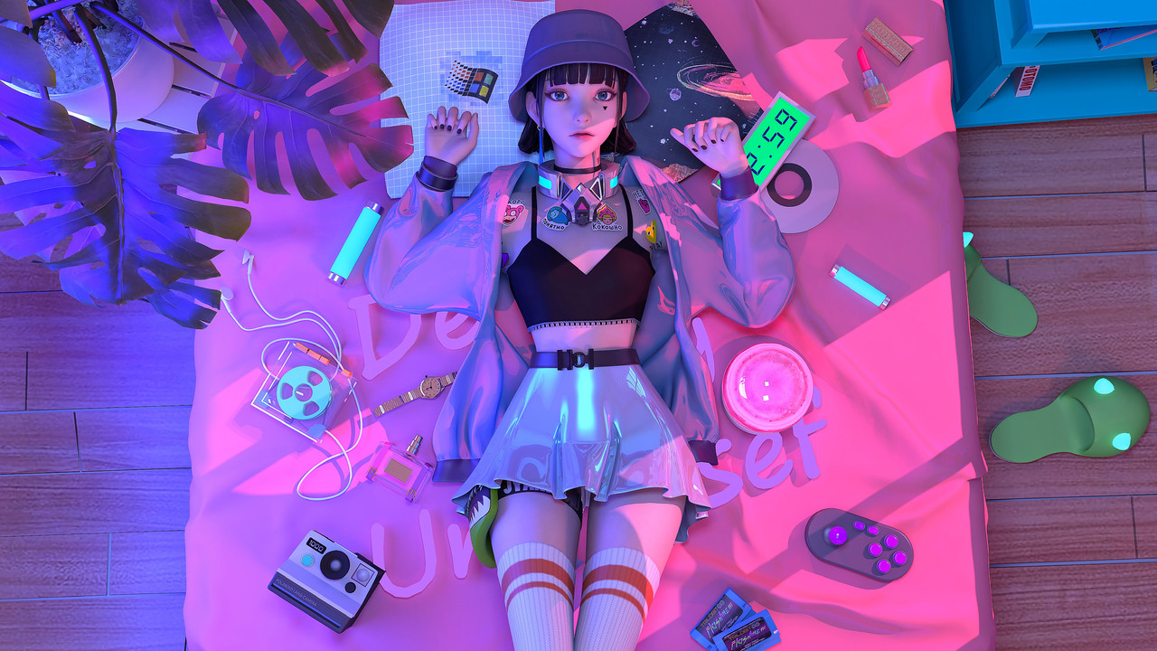 赛博朋克风格奇幻少女