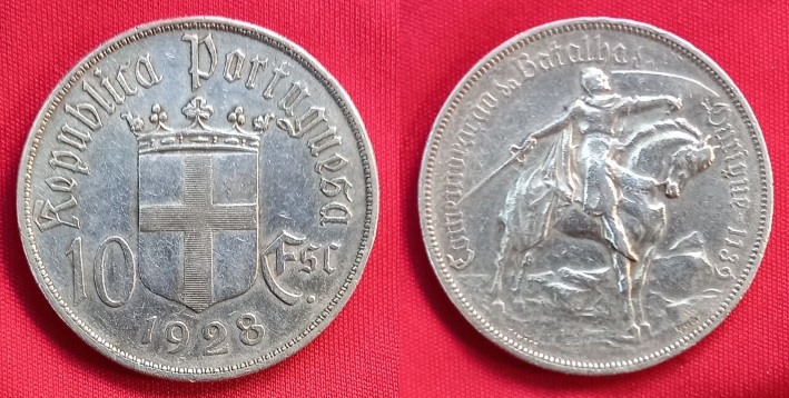 En memoria del familiar de Sol de Cabellera Portugal-10-escudos-1928-12-51gr