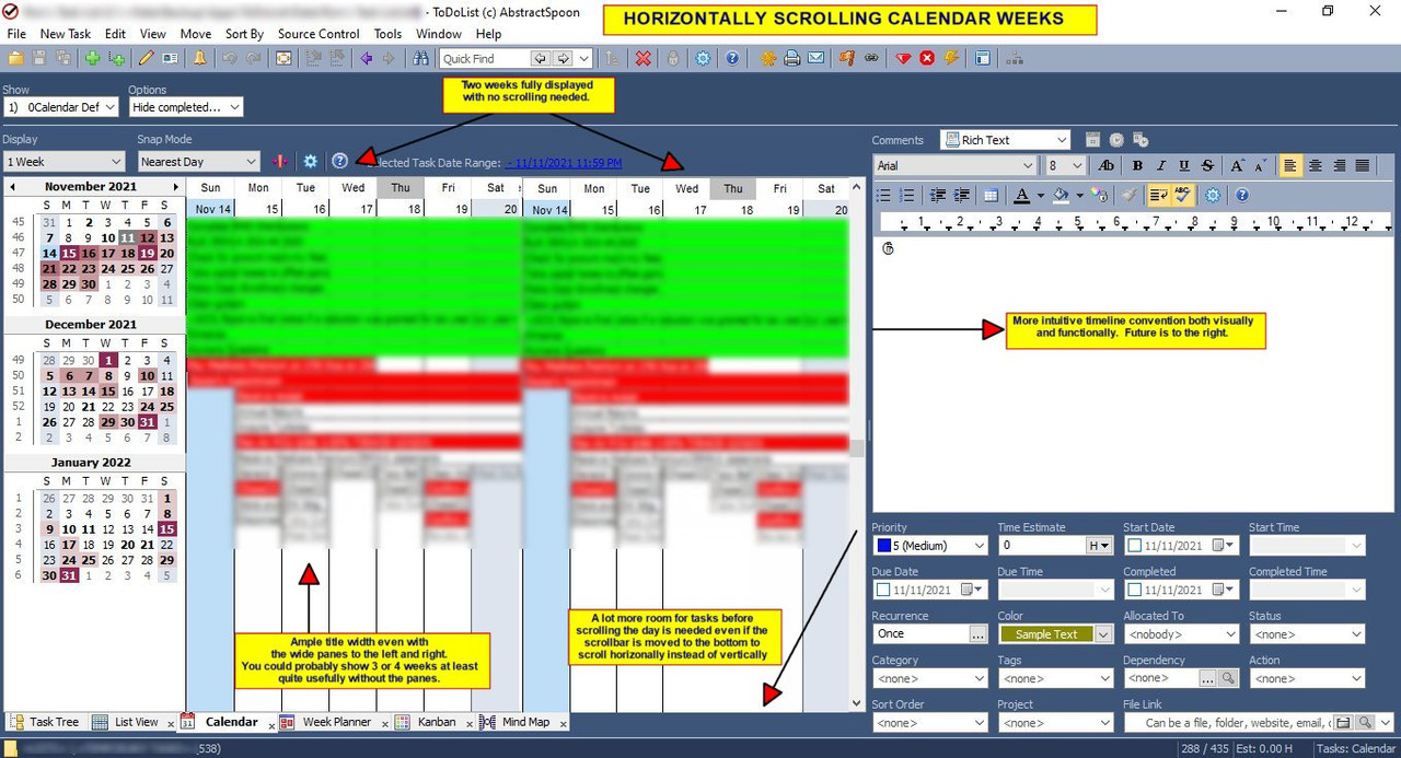 2. Horizontally Scrolling Calendar Weeks