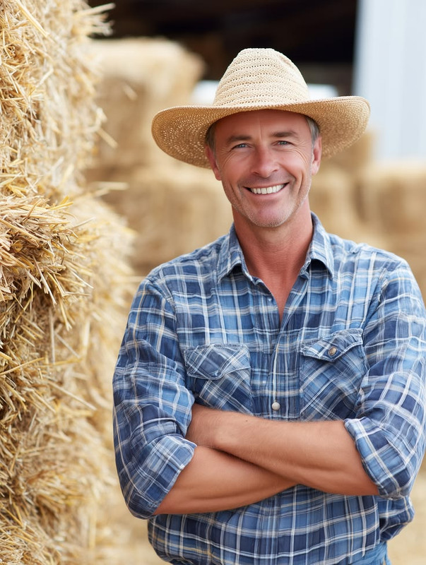 Smiling-confident-farmer-in-straw-an-Ind