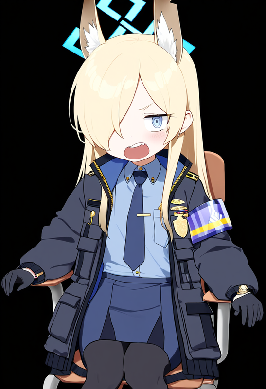 1 girl, healthyman, kanna (blue archive), aged down, {little child}, black backg s-1998078653