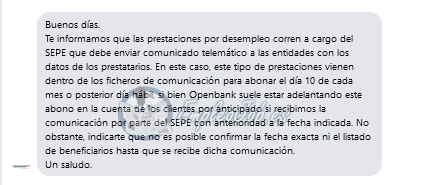 pago prestación por desempleo en febrero de 2023 Openbank