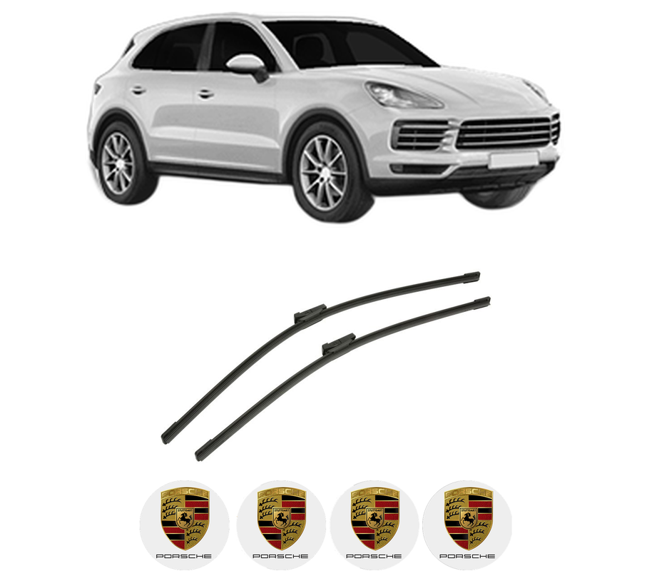 Set stergatoare auto PORSCHE CAYENNE (9YA) din 2017-2021, pentru parbriz auto, 2 bucati, Bosch Aerotwin, din cauciuc siliconat rezistent, 4 Stickere Auto PORSCHE