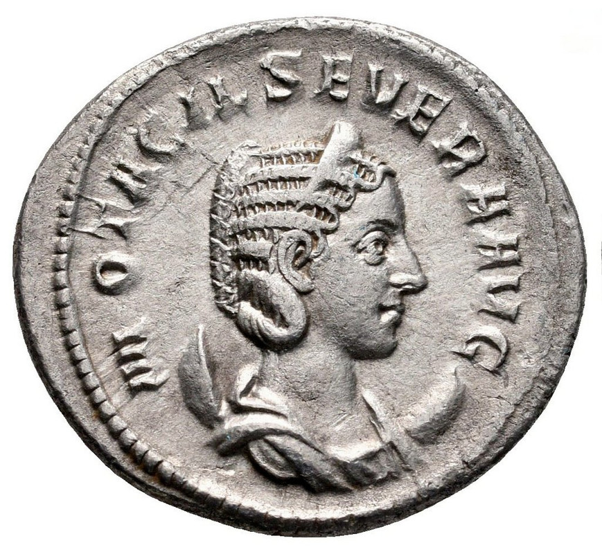 Antoniniano de Otacilia Severa. CONCORDIA AVGG. Concordia sedente a izq. Roma A