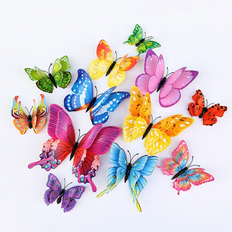 Set 12 fluturi decorativi de pus pe perete 3D cu magnet ieftini decoratiuni  pereti perdele | zella.ro