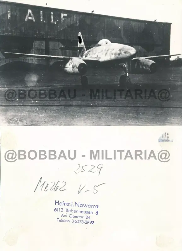 S624 Archiv-Foto Heinz J. Nowarra Messerschmitt Me 262 V-5 Strahlenjäger Düse