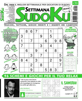 Settimana Sudoku N.994 - 30 Agosto 2024