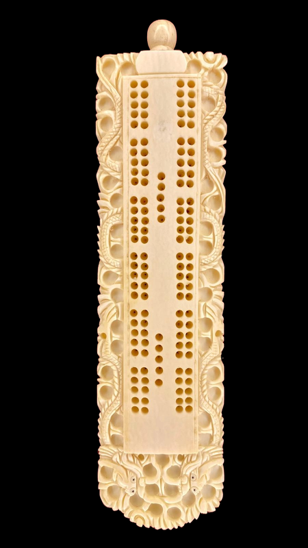Antique 19th C Chinese Ivory Cribbage Board