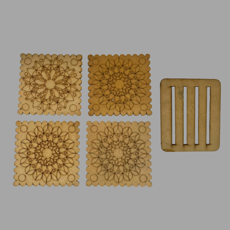 Penkraft Pen Mandala on Engraved Square MDF Tea Coasters Hobbyist Level DIY Kit | Free video tutorial
