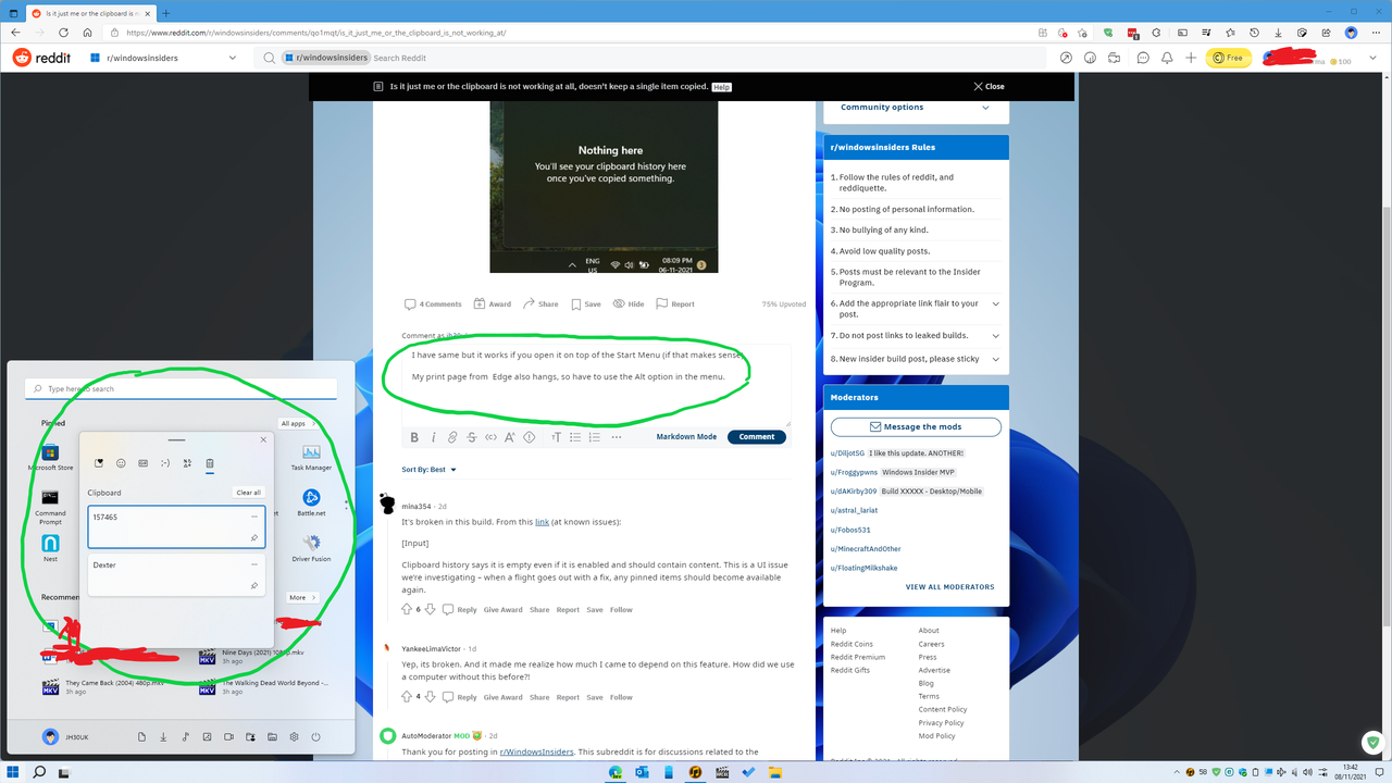 Is it just me or the clipboard is not working at all, doesn't keep a