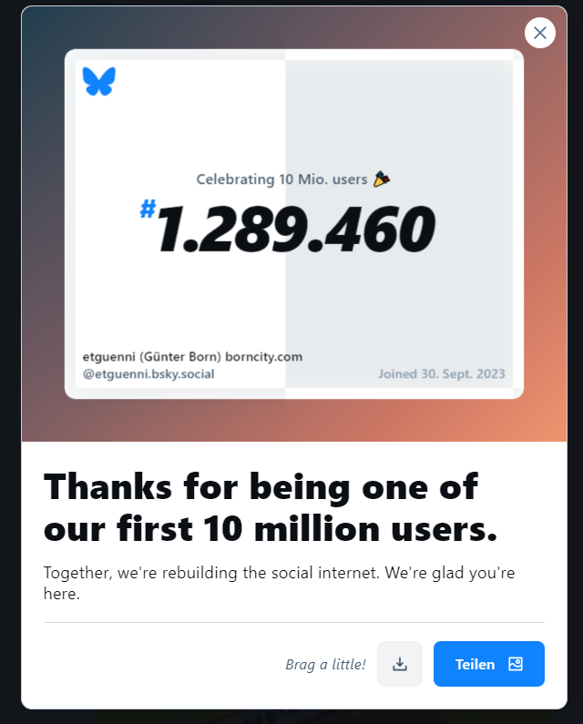 BlueSky Nutzerzahl 10 Mio.