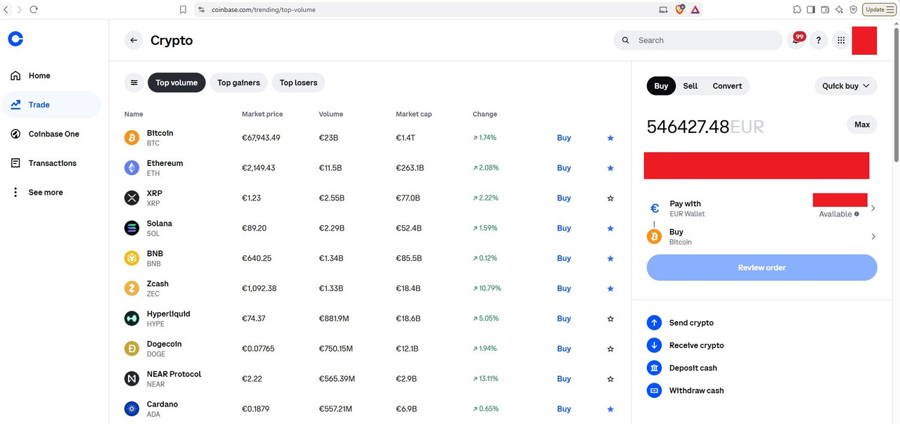 Coinbase račun