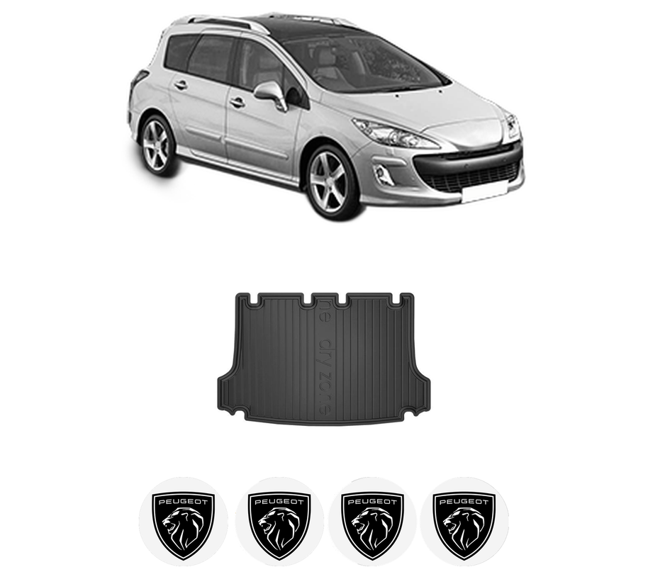 Tavita Portbagaj PEUGEOT 308 SW I (4E_, 4H_) din 2007-2014, Protectie Portbagaj Auto, 4x Stickere auto cu PEUGEOT
