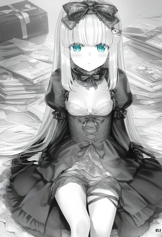 1girl, {{{{{Monochrome, manga, page number}}}}}, ks (xephyrks), ohlia, {kobayash s-4010252908