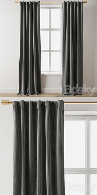 European Flax Linen Graduated Stripe Curtain-West Elm