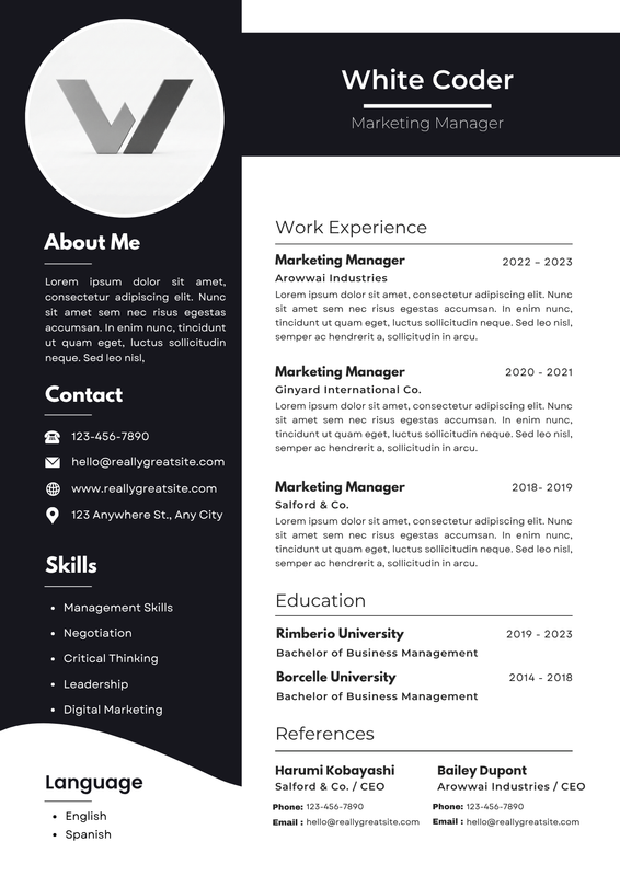 Black-and-White-Minimalist-Corporate-Resume preview