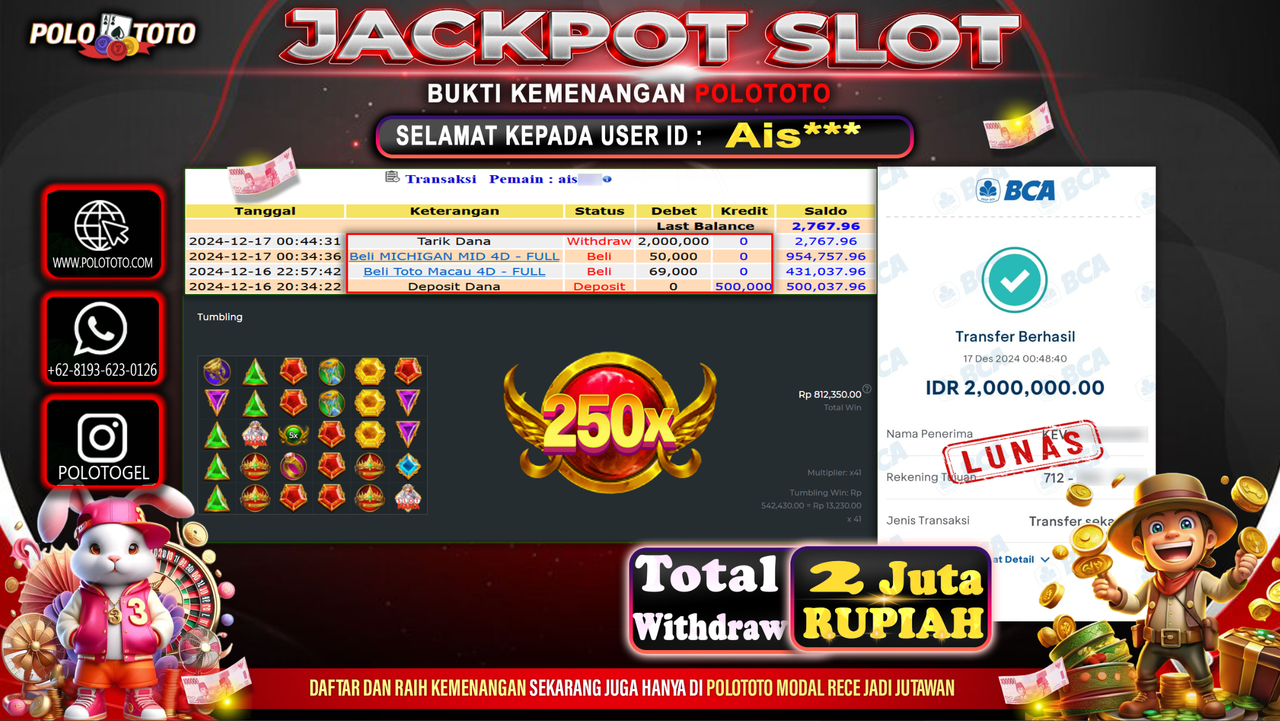 POLOTOTO JACKPOT SLOT GATES OF OLYMPUS Rp.2,000.000,-