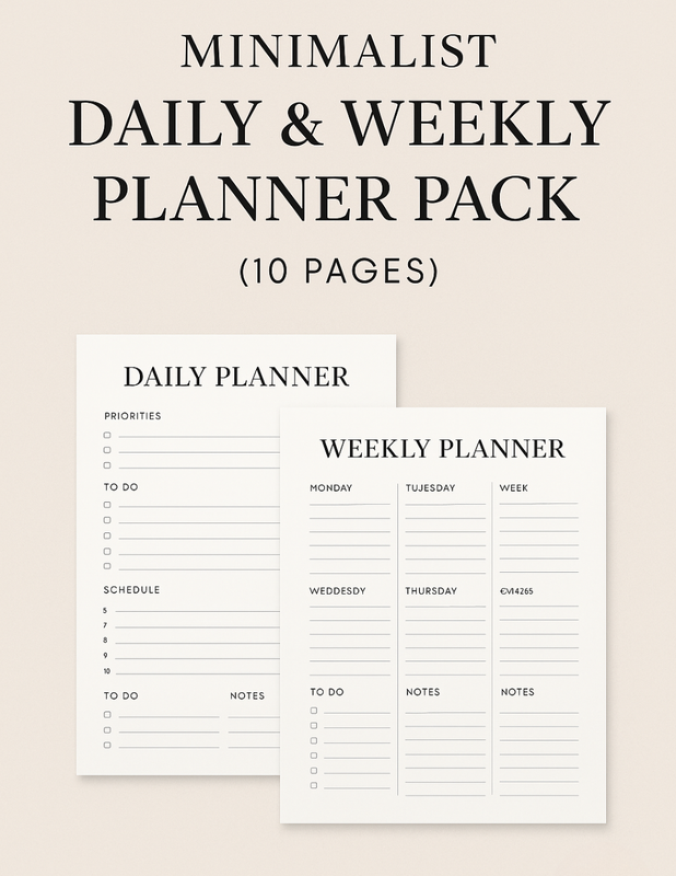 Minimalist daily & weekly planner pack