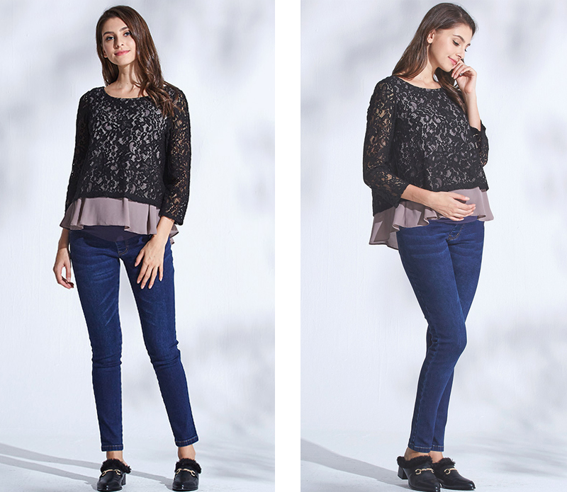 Felpa Premaman MAMAJEANS Oxford - Cotone Comodo Per Gravidanza E Allattamento, Made In Italy